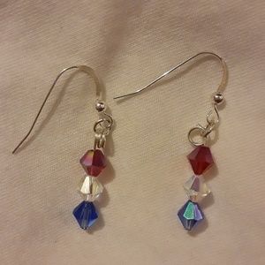 American proud short dangle earrings! Glass bicone